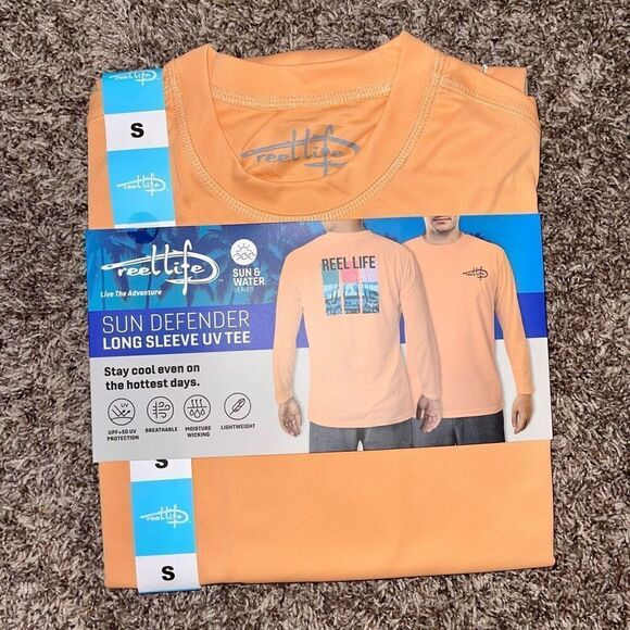 REEL LIFE Sun Defender Long Sleeve Tee in Apricot Size Small NEW - Picture 5 of 9